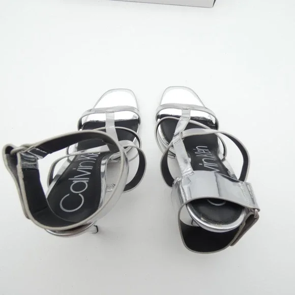 Calvin Klein Dolcita Metallic Silver Strappy Stiletto Sandals 6M 34E5956-SLV - Picture 5 of 8